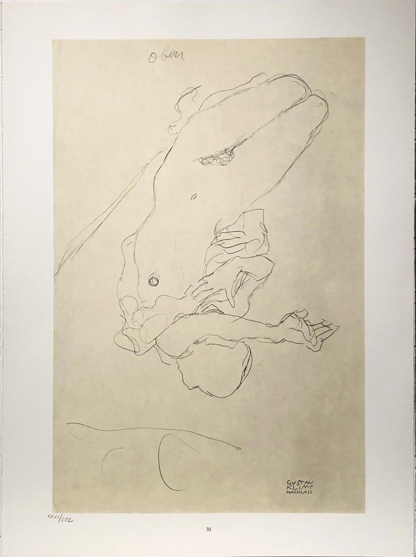 Gustav Klimt (After) - Untitled Study (XXXII): Artist: Gustav Klimt (After) Title: Untitled Study (XXXII) Year: 1980 Dimensions: 16in. by 12in. Edition: From the Rare Limited Edition of CCC Publisher: Mazzotta Suite: Disegni Erotici Medium: