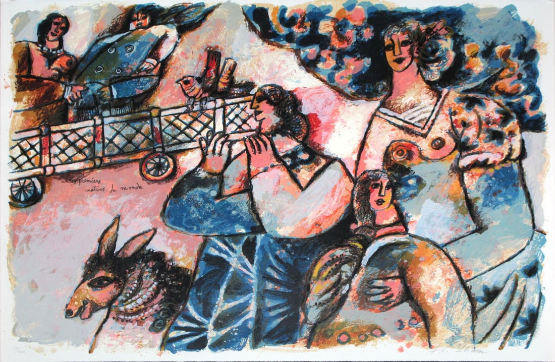 Theo Tobiasse - Les Premiers Matins du Monde: Artist: Theo Tobiasse Title: Les Premiers Matins du Monde Dimensions: 30in. by 22in. Edition: From the rare limited edition of 200 Medium: Original lithograph on paper Condition: Excellent Signature