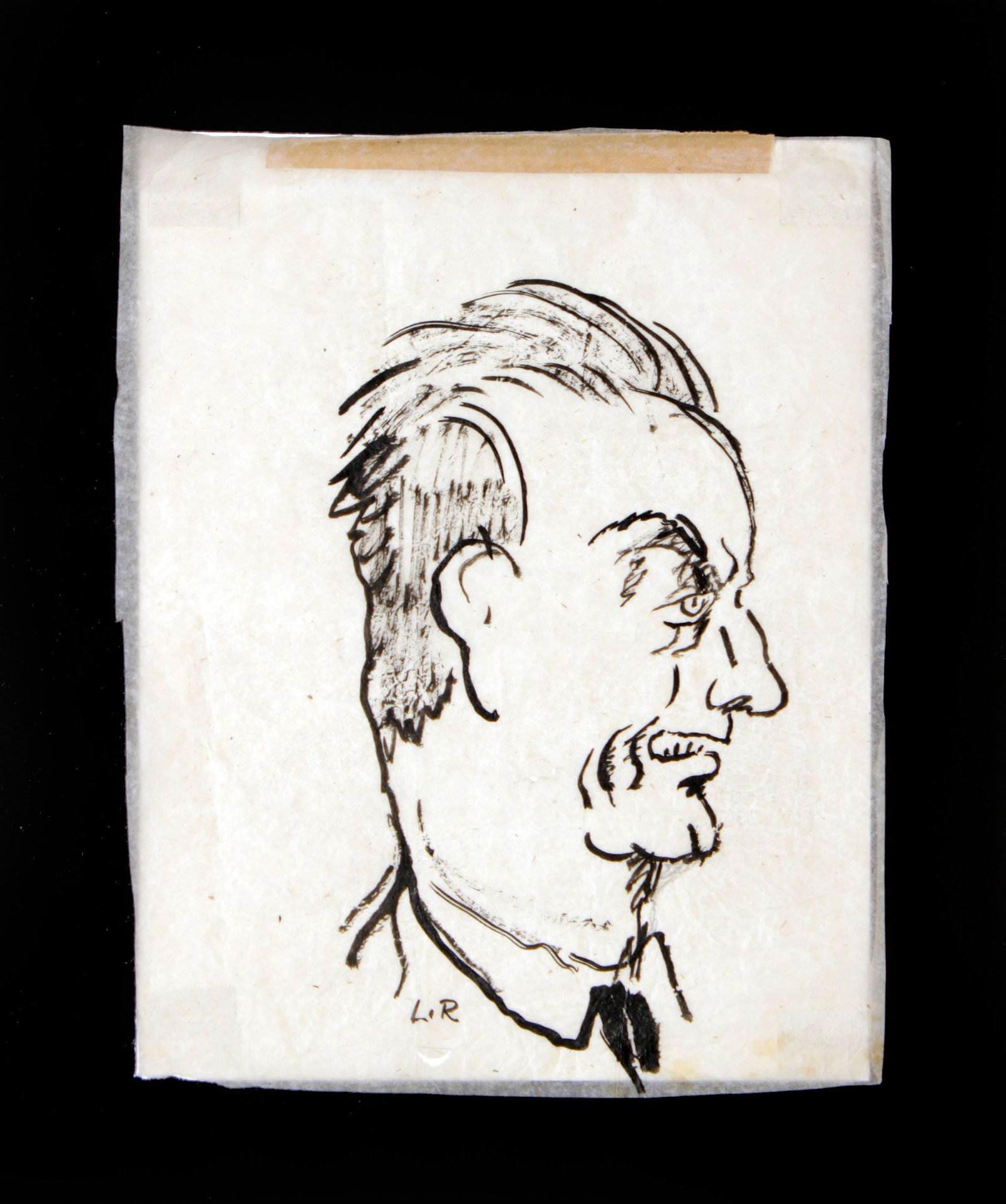 Ludovic-Rodo Pissarro - Portrait of a Man: Artist: Ludovic-Rodo Pissarro Title: Portrait of a Man Dimensions: 7.25in. by 6.5in. Edition: A unique and original work of art Medium: Original ink on paper Signature Details: Hand initialed by the