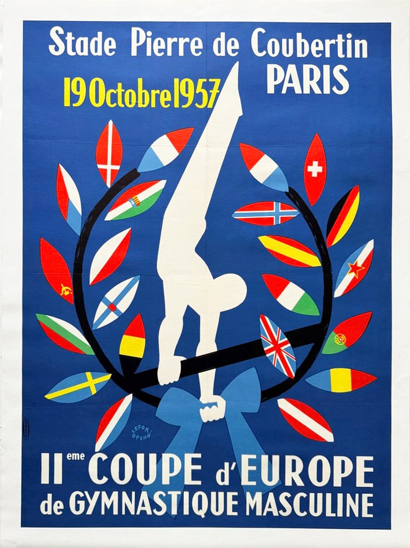 Vintage Advertisement - IIeme Coupe d'Europe de Gymnastique Masculine (2nd European Cup for Men's: Artist: Vintage Advertisement Title: IIeme Coupe d'Europe de Gymnastique Masculine (2nd European Cup for Men's Gymnastics) Year: 1957 Dimensions: 33 3/4 x 25 1/4 in. Edition: