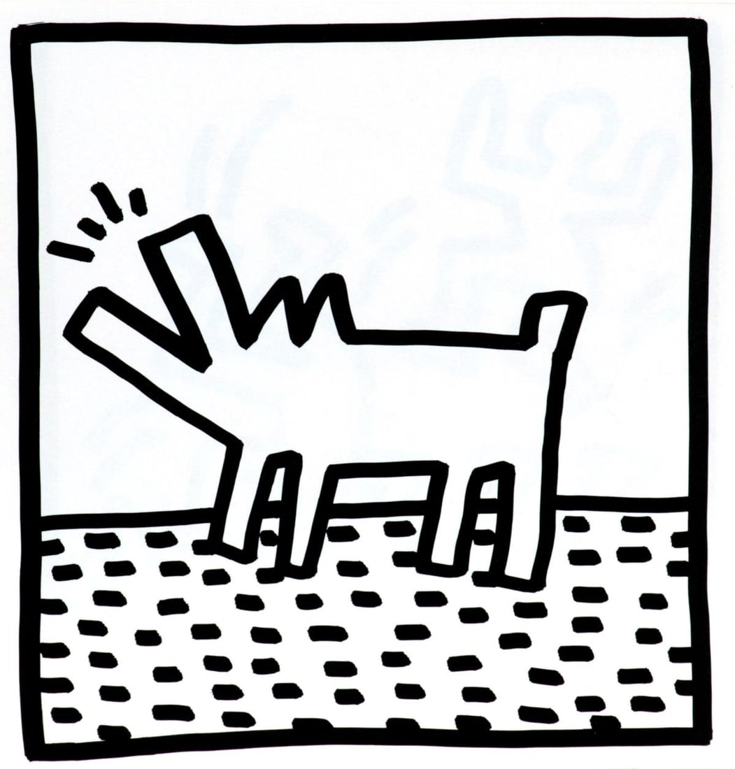 Keith Haring - Untitled (Dog): Artist: Keith Haring Title: Untitled (Dog) Year: 1982 Dimensions: 9in. by 9in. Edition: From the limited edition of 2000 Publisher: Tony Shafrazi Gallery New York