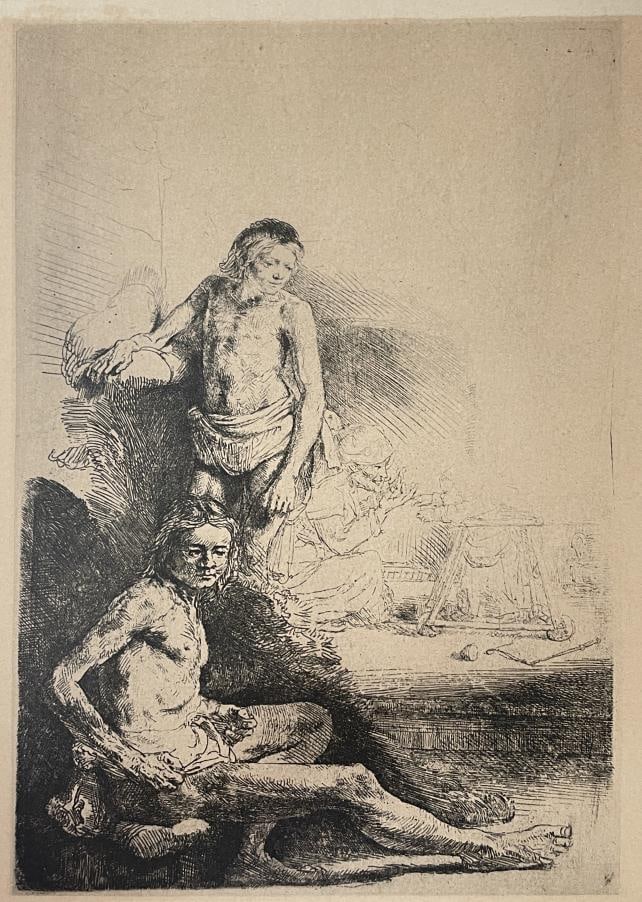 Rembrandt van Rijn (after) - A Young Man Seated and Standing c1880: Artist: Rembrandt van Rijn (after) Title: A Young Man Seated and Standing Year: 1888 Dimensions: 5in. by 7 3/4in. Edition: From the rare limited edition Suite: Rembrandts Etchings Medium: Original