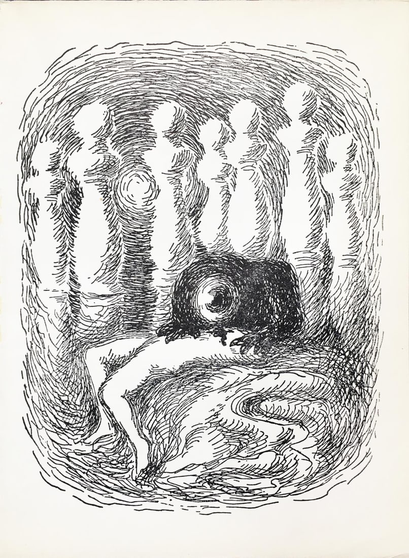 Rene Magritte - Untitled (Night Terror): Artist: Rene Magritte Title: Untitled (Night Terror) Year: 1948 Dimensions: 10in. by 7 3/8in. Edition: From the Rare Limited Edition Publisher: La Boetie Editions Suite: Les Chants de Maldoror