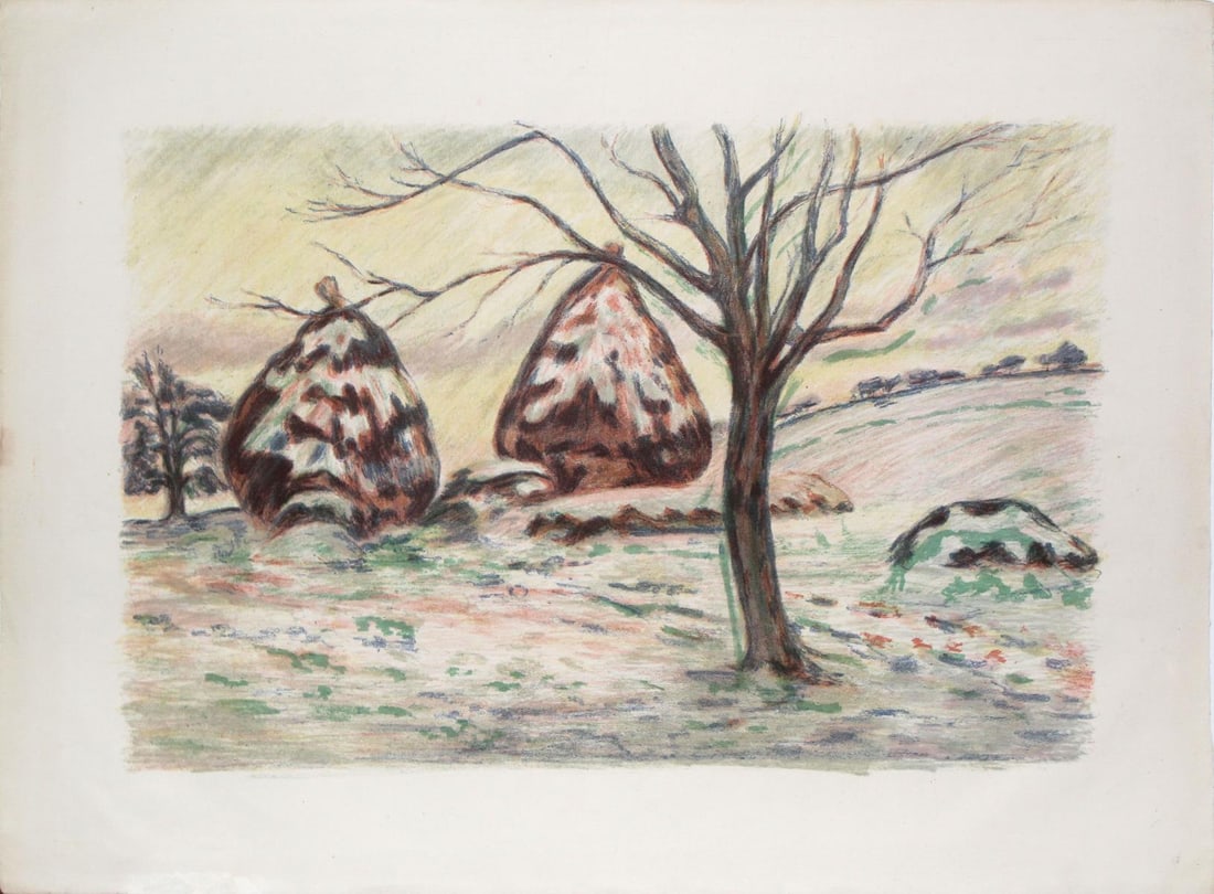 Armand Guillaumin - Paysage Aux Meules: Artist: Armand Guillaumin Title: Paysage Aux Meules Year: 1898 Dimensions: 20 1/4in. by 14in. Edition: From the rare limited edition Medium: Original lithograph on paper Condition: Excellent Comes