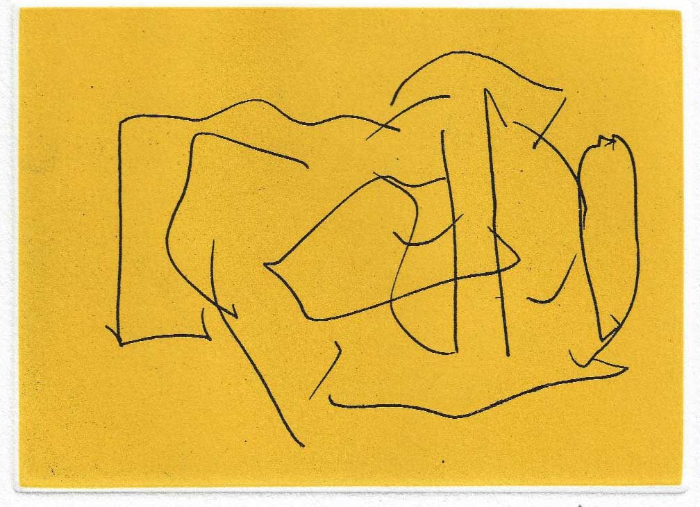 Robert Motherwell - The Bed: Artist: Robert Motherwell Title: The Bed Year: 1988 Dimensions: 4 1/4 x 6 in. Edition: IV from the limited Printer's Proof edition of V, aside from the edition of 40 Publisher: Arion Press, San