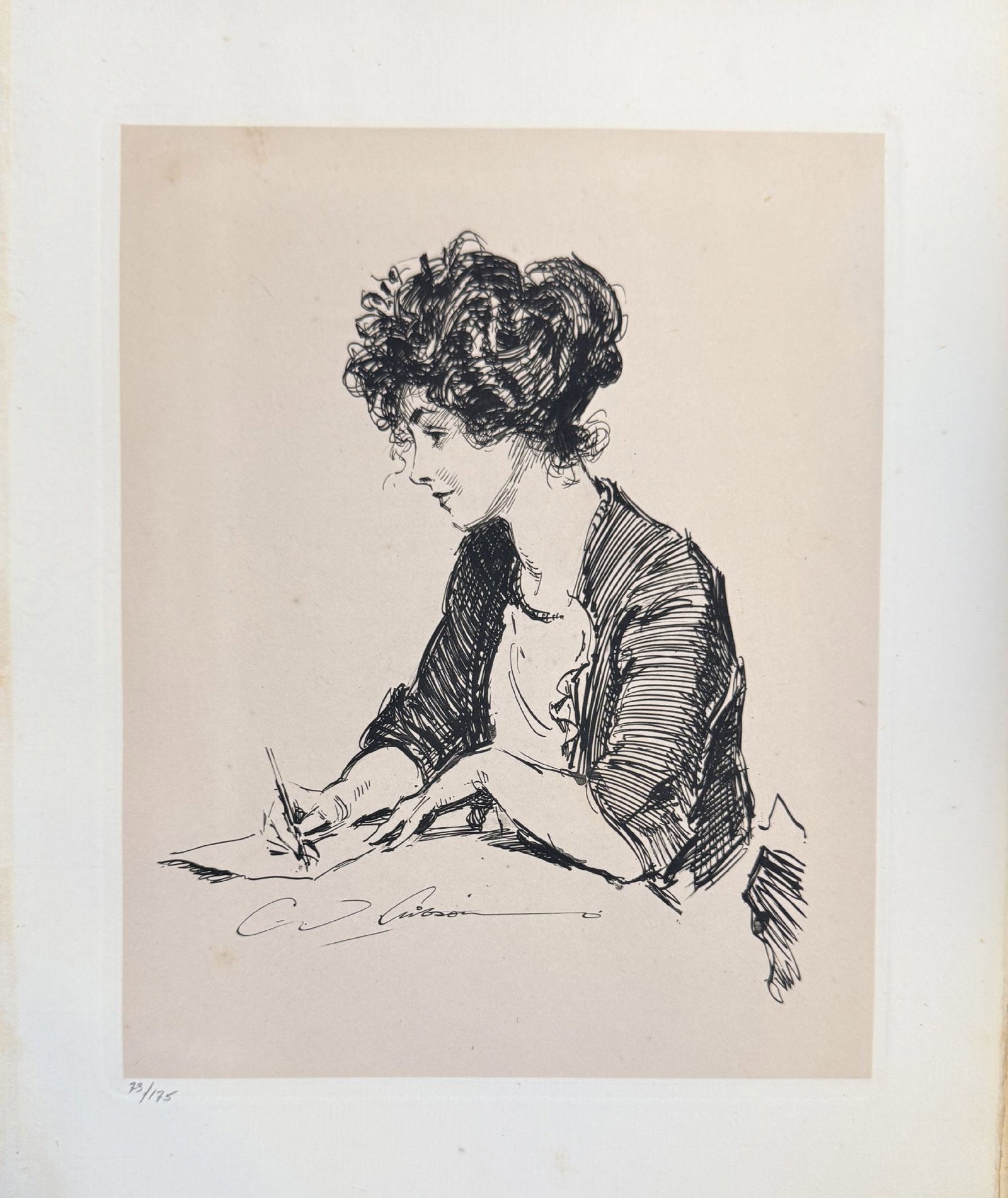 Charles Dana Gibson - The Girl He Left Behind Him: Artist: Charles Dana Gibson Title: The Girl He Left Behind Him Year: 1916 Dimensions: 12 1/2 x 9 1/2 in. Edition: From the edition of 175 Suite: Book Of The Hom