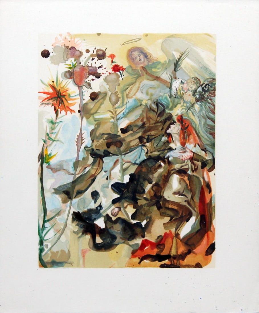 Salvador Dali - The Apparition of St. James: Artist: Salvador Dali Title: The Apparition of St. James Year: 1964 Dimensions: 13in. by 10.25in. Edition: One-of-a-kind work of art Suite: The Divine Comedy Mediu