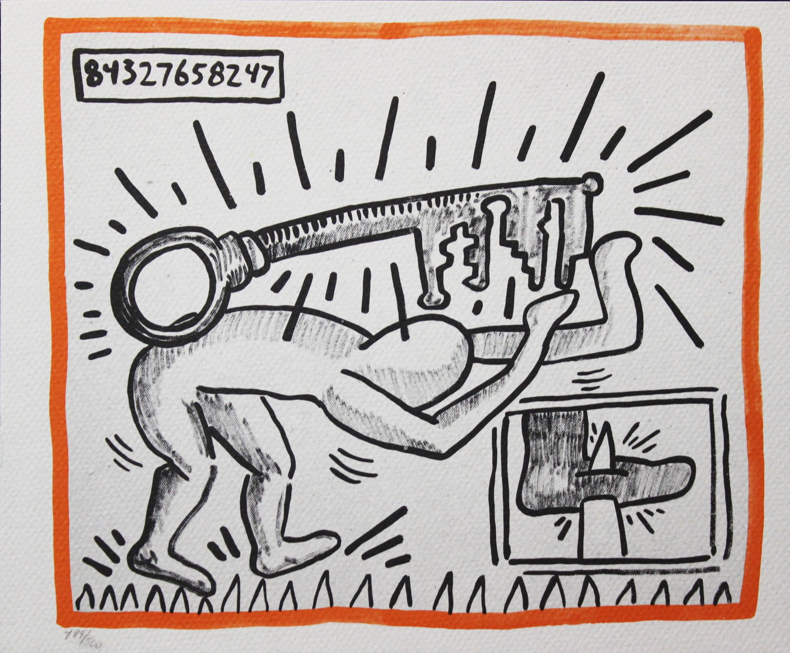Keith Haring - Untitled: Artist: Keith Haring Title: Untitled Year: 1990 Dimensions: 8.75in. by 10.25in. Edition: From the rare limited edition of 500 Publisher: Bebert Publishing House Suite: Against all Odds 20 Drawings