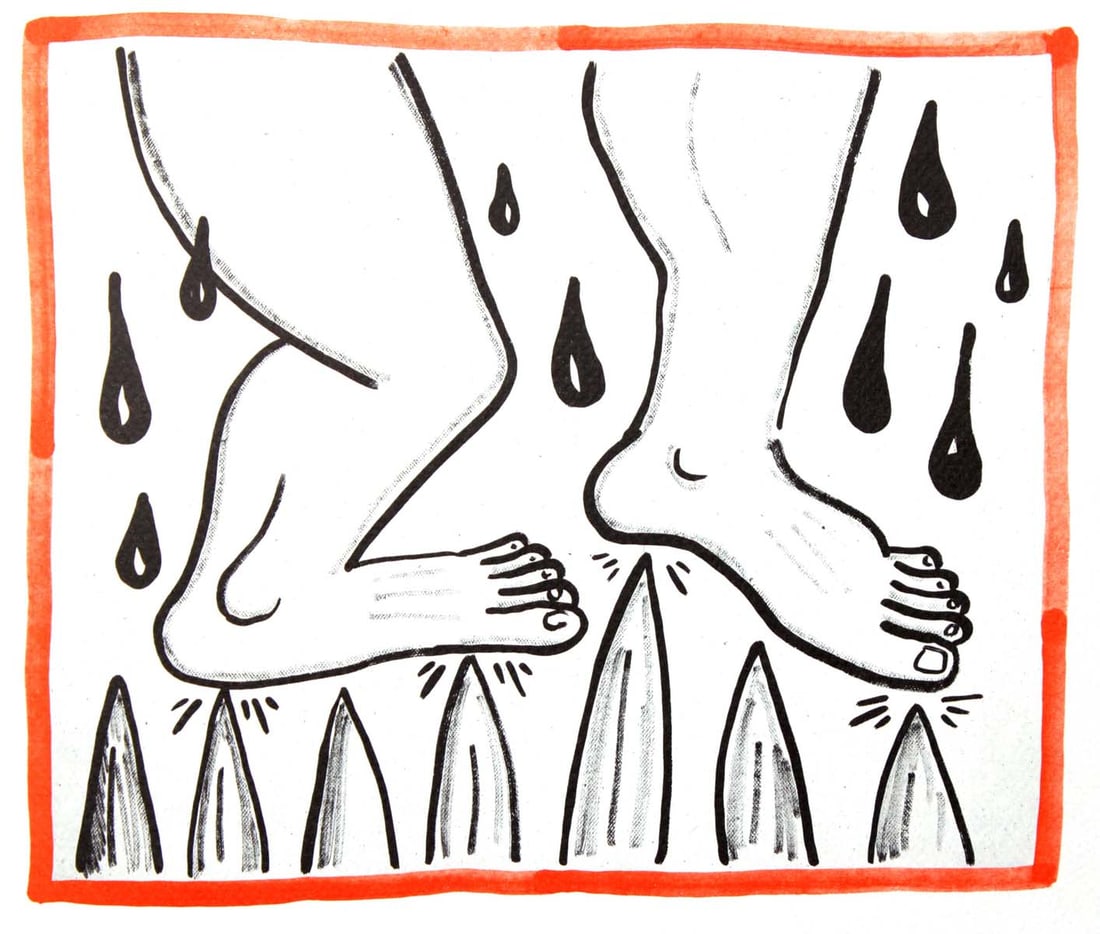 Keith Haring - Untitled: Artist: Keith Haring Title: Untitled Year: 1990 Dimensions: 8.75in. by 10.25in. Edition: From the rare limited edition of 500 Publisher: Bebert Publishing House Suite: Against all Odds 20 Drawings
