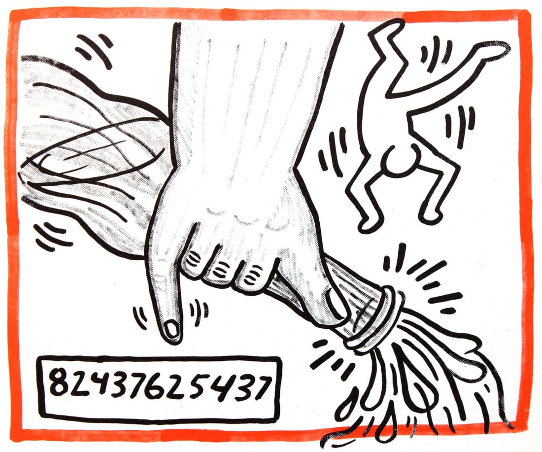 Keith Haring - Untitled: Artist: Keith Haring Title: Untitled Year: 1990 Dimensions: 8.75in. by 10.25in. Edition: From the rare limited edition of 500 Publisher: Bebert Publishing House Suite: Against all Odds 20 Drawings