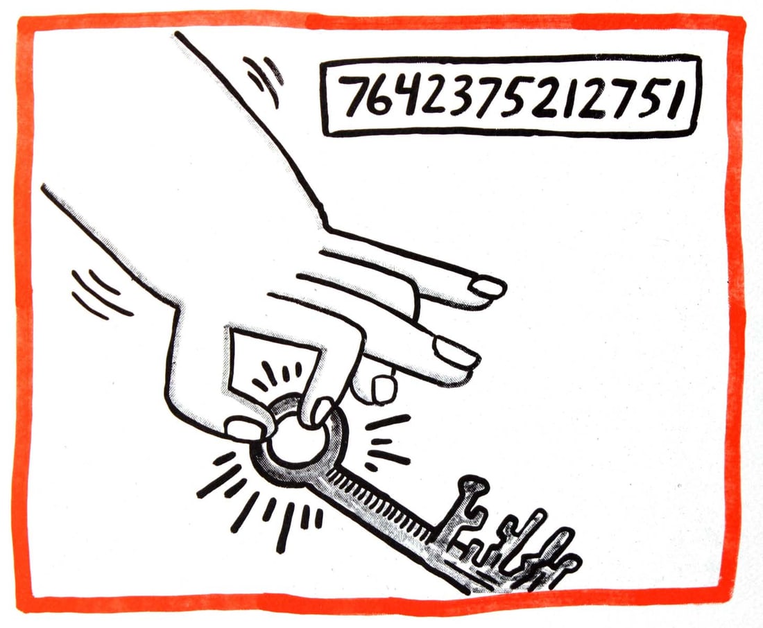 Keith Haring - Untitled: Artist: Keith Haring Title: Untitled Year: 1990 Dimensions: 8.75in. by 10.25in. Edition: From the rare limited edition of 500 Publisher: Bebert Publishing House Su