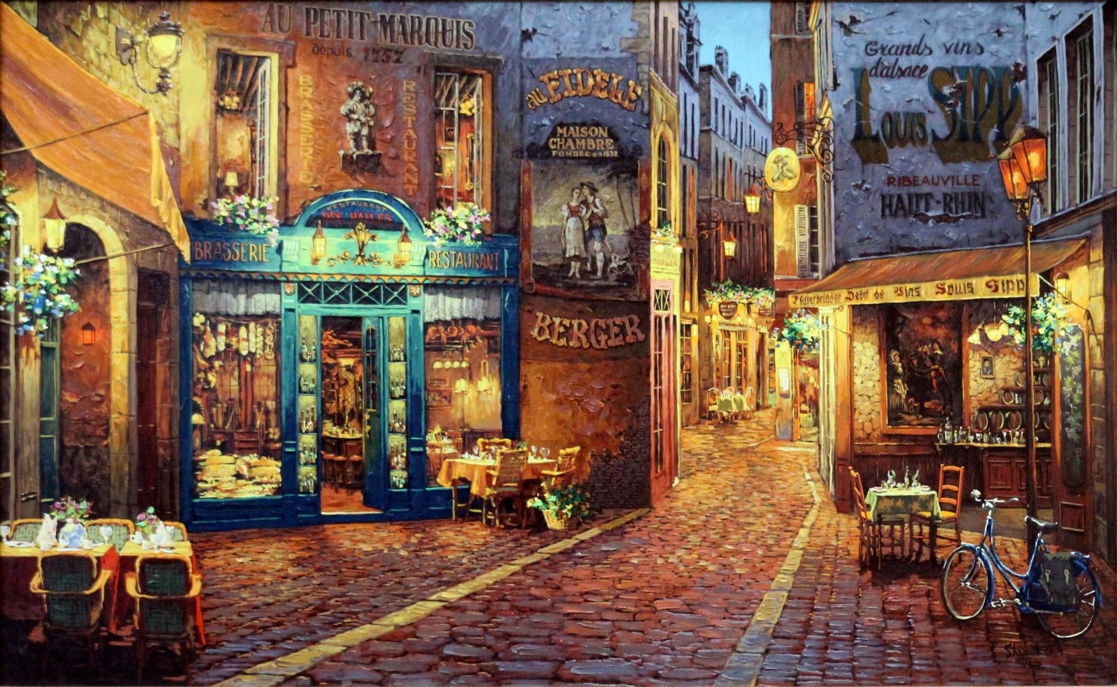 Viktor Shvaiko - Au Petit Marquis: Artist: Viktor Shvaiko Title: Au Petit Marquis Dimensions: 41 1/4in. by 27in. Edition: 101 from the rare limited edition of 250 Medium: Original hand embellished giclee on canvas Condition: Excellent