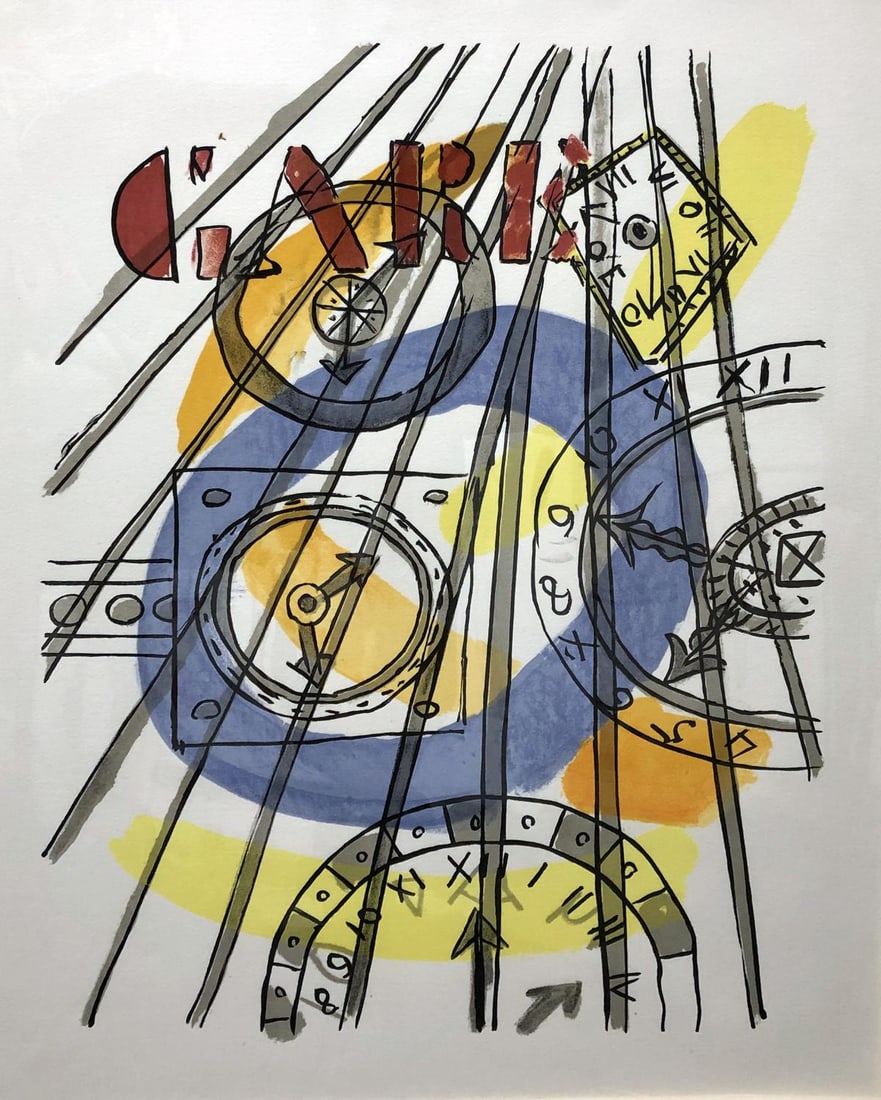 Fernand Leger - La Gare: Artist: Fernand Leger Title: La Gare Year: 1959 Dimensions: 16 3/4in. by 12 5/8in. Edition: From rare edition of 200 Publisher: Teriade (Efstratios Eleftheriades. 1897-1983) Paris. Suite: La Ville