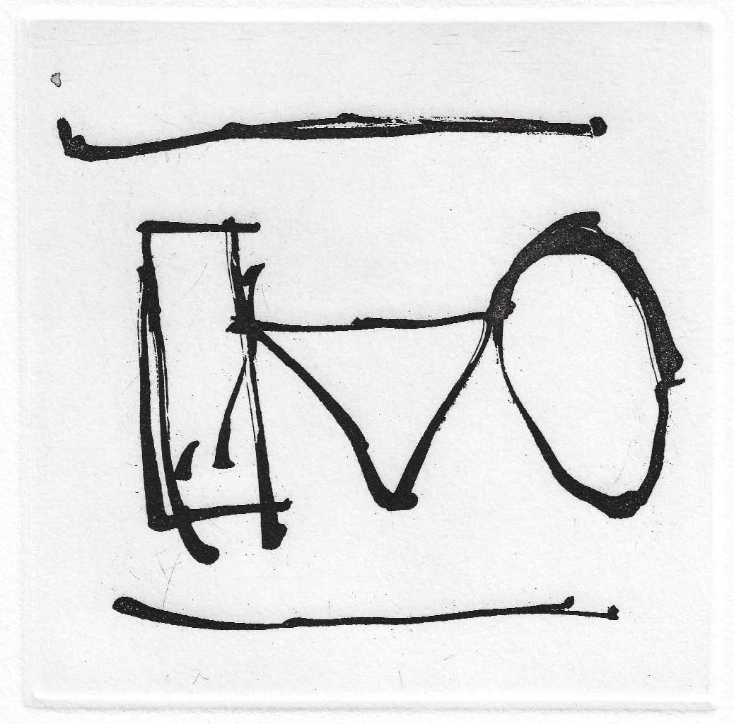 Robert Motherwell - TeleMachia: Artist: Robert Motherwell Title: TeleMachia Year: 1988 Dimensions: 5 1/4 x 5 in. Edition: IV from the limited Printer's Proof edition of V, aside from the edition of 40 Publisher: Arion Press, San