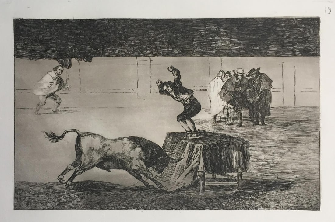 Francisco Jose De Goya Lucientes - La Tauromaquia Plate: Artist: Francisco Jose De Goya Lucientes Title: La Tauromaquia Plate 19 Year: 1816 Dimensions: 17 1/4in. by 11 1/2in. Edition: From the Rare Limited Edition Suite:<