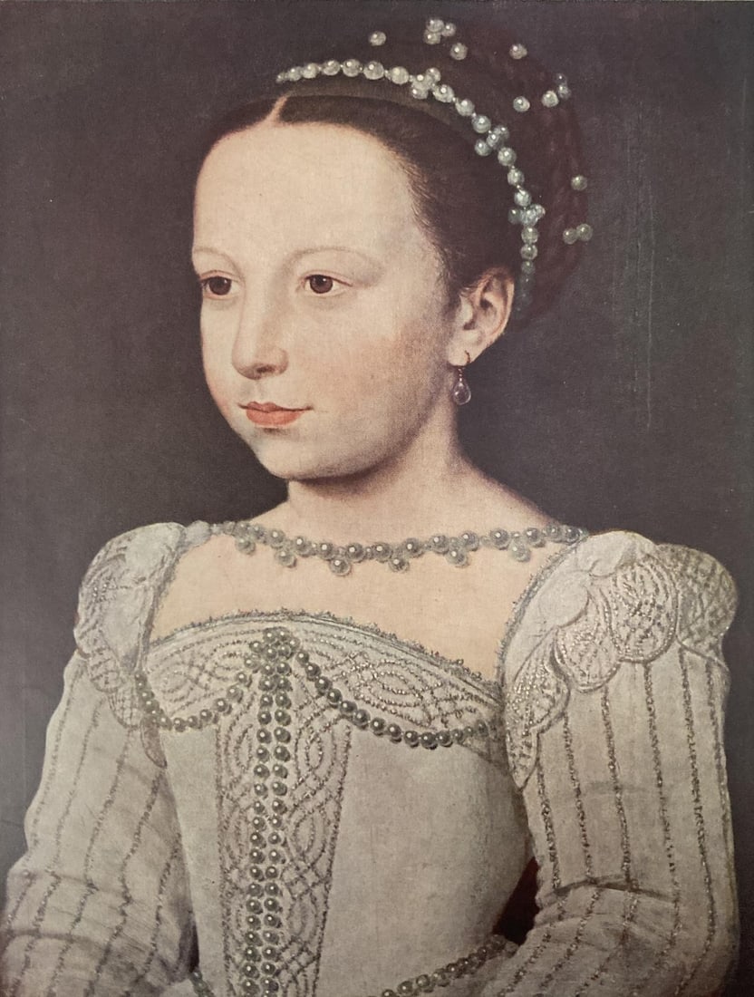 Francois Clouet - Portrait of Marguerite de France as a Child: Artist: Francois Clouet Title: Portrait of Marguerite de France as a Child Dimensions: 10.5in. by 14in. Edition: From the rare limited edition Medium: Original Offset Lithograph on Paper Condition: