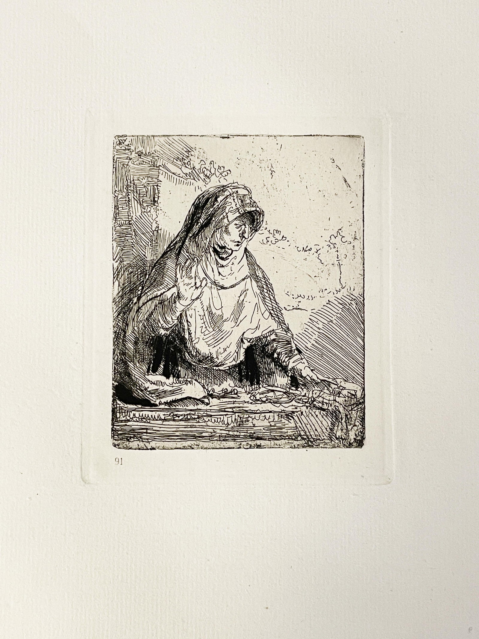 Rembrandt van Rijn (after) - The Virgin with the Instruments of Passion: Artist: Rembrandt van Rijn (after) Title: The Virgin with the Instruments of Passion Year: 1880 Dimensions: 14 1/2 in. by 11in. Edition: From the rare limited edition Suite: The Work of Rembrandt