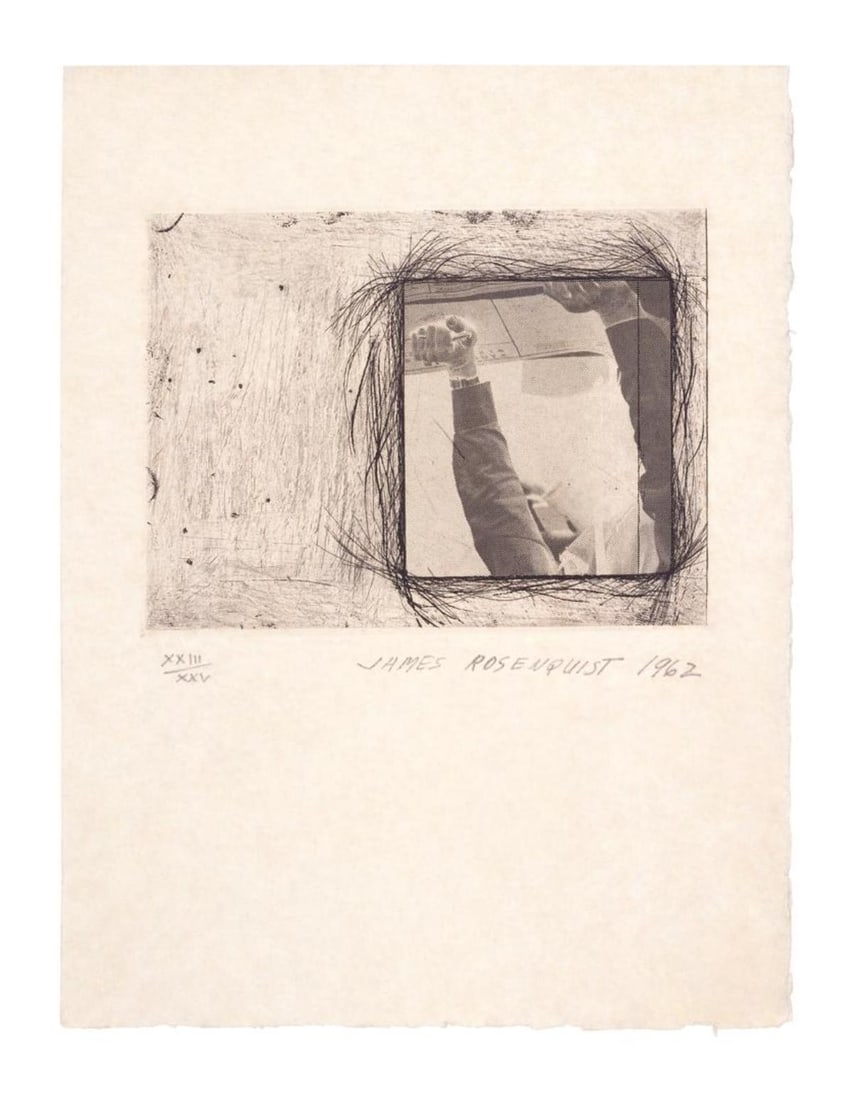 James Rosenquist - Certificate: Artist: James Rosenquist Title: Certificate Year: 1962 Dimensions: 11 3/4in. by 9 1/2in. Edition: From the Rare Limited Edition of XXV Medium: Photoengraving/Etching on Paper Condition: Excellent