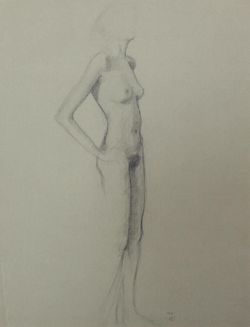 Bo Bartlett - Untitled Figure Study XII: Artist: Bo Bartlett Title: Untitled Figure Study XII Dimensions: 9 3/4in. by 12 3/4in. Edition: original work Medium: drawing on paper Condition: Excellent Notes: from Bartlett's personal drawing