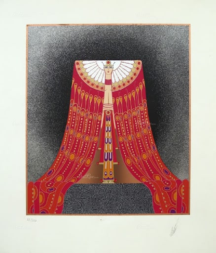 Erte - Red Sea: Artist: Erte Title: Red Sea Year: 1975 Dimensions: 21 x 24 3/4 in. Edition: From the Rare Limited Edition of 350 Medium: Original serigraph on paper