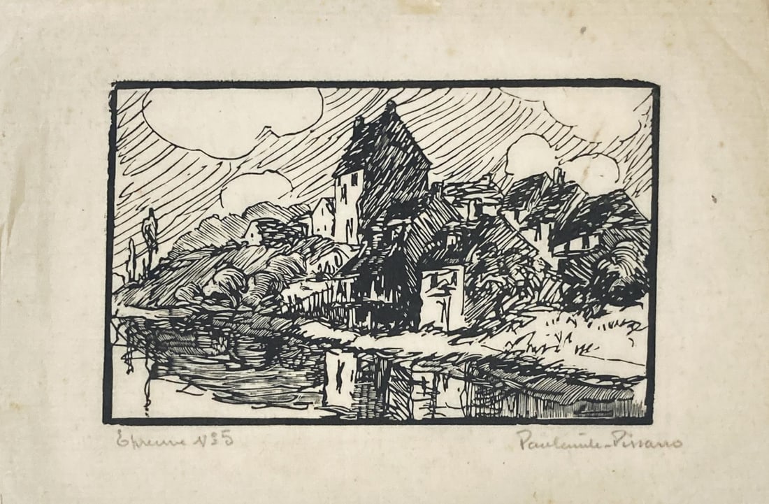 Paul-Emile Pissarro - Untitled Number 5: Artist: Paul-Emile Pissarro Title: Untitled Number 5 Dimensions: 6in. by 9.5in. Edition: From the rare limited edition Medium: Lithograph on paper Condition: Excellent Signature Details: Hand signed