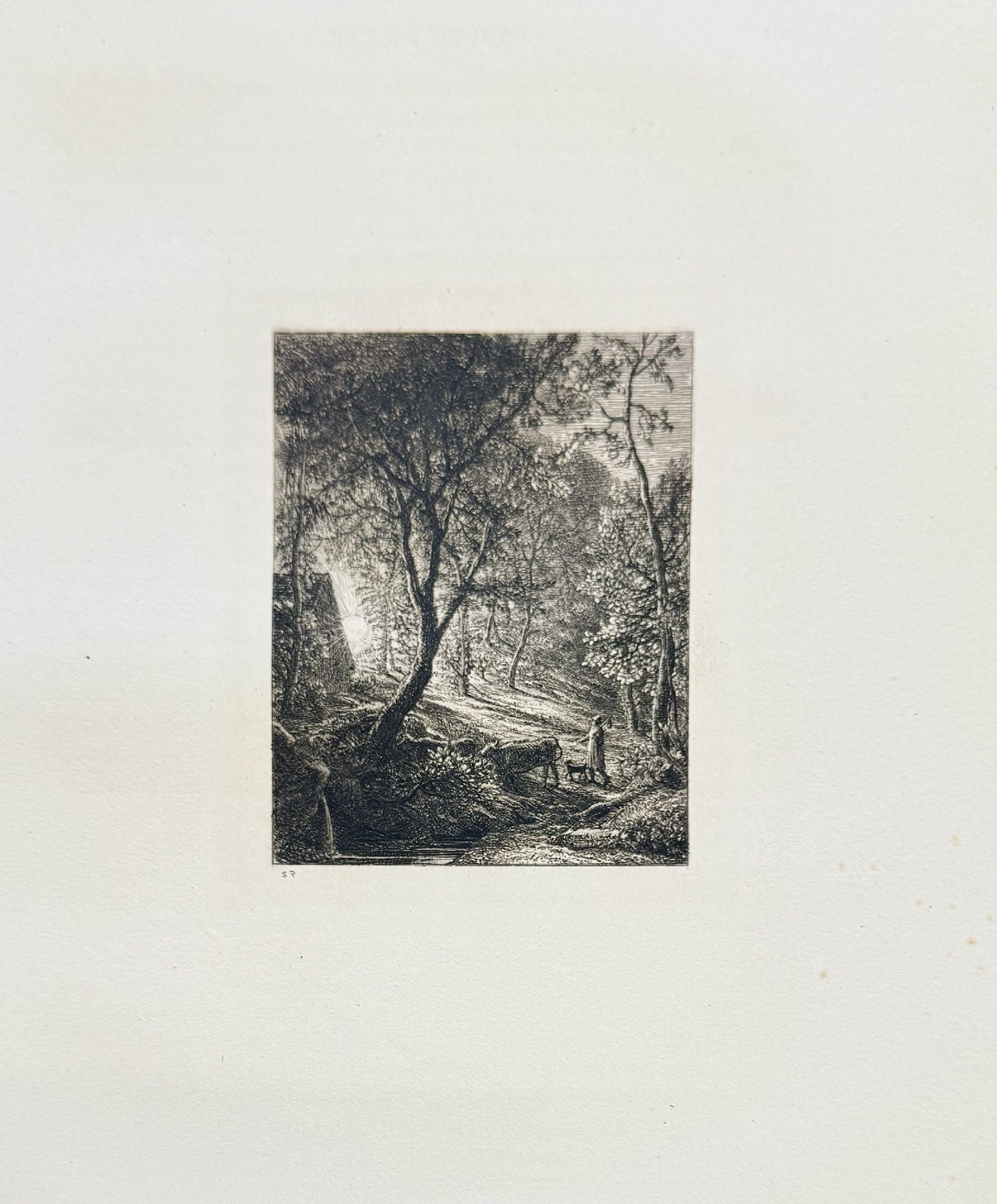 Samuel Palmer - The Sunset: Artist: Samuel Palmer Title: The Sunset Year: 1880 Dimensions: 8 3/4 x 12 1/2 in. Edition: From the rare limited edition Publisher: Hamerton Suite: Etching and Etchers Medium: Original etching on