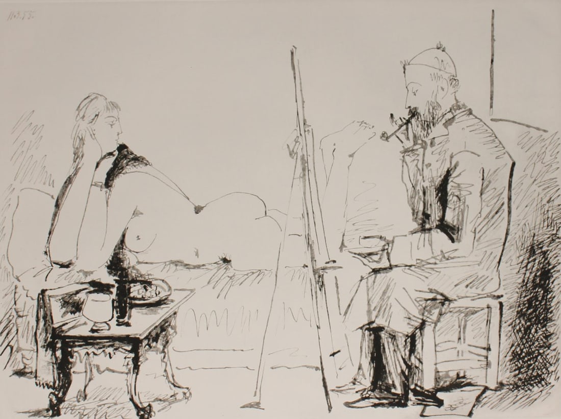 Pablo Picasso - Le Pientre et son Modele: Artist: Pablo Picasso Title: Le Pientre et son Modele Year: 1955 Dimensions: 22in. by 29in. Edition: From the rare limited edition of 500 Medium: Lithograph on Arches paper Condition: Excellent