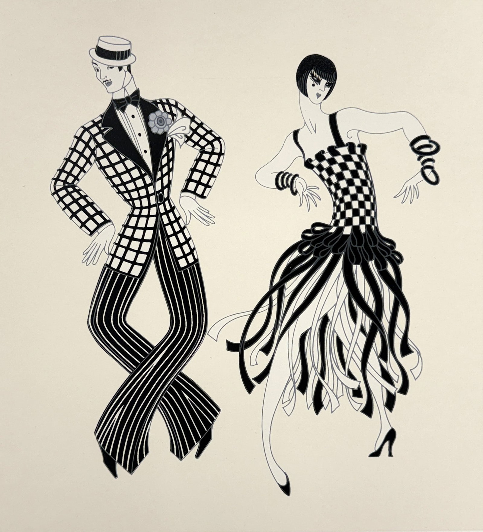 Erte - Charleston Couple: Artist: Erte Title: Charleston Couple Year: 1980 Dimensions: 17 x 15 in. Edition: 12 from the limited Artist's Proof edition of 50, aside from the edition of 300 Publish