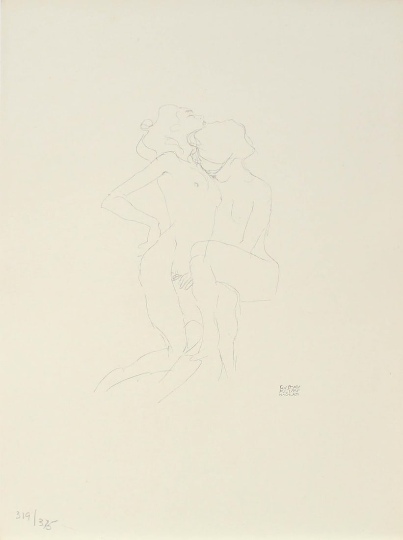 Gustav Klimt (After) - Untitled XII: Artist: Gustav Klimt (After) Title: Untitled XII Year: 1922 Dimensions: 10 1/2in. by 8in. Edition: From the limited edition of 375 Publisher: Thyrsos Verlag; Leipzig and Vienna Suite: Gustav Klimt: 50