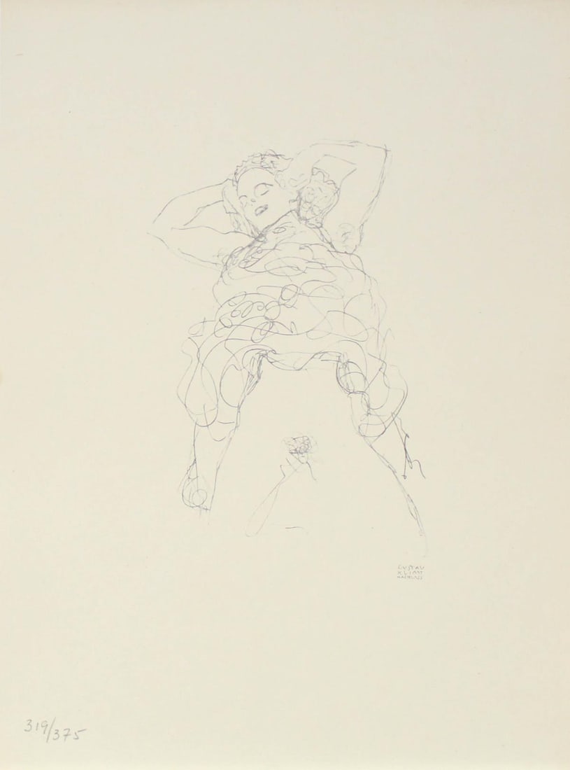 Gustav Klimt (After) - Untitled XV: Artist: Gustav Klimt (After) Title: Untitled XV Year: 1922 Dimensions: 10 1/2in. by 8in. Edition: From the limited edition of 375 Publisher: Thyrsos Verlag; Leipzig and Vienna Suite: Gustav Klimt: 50 