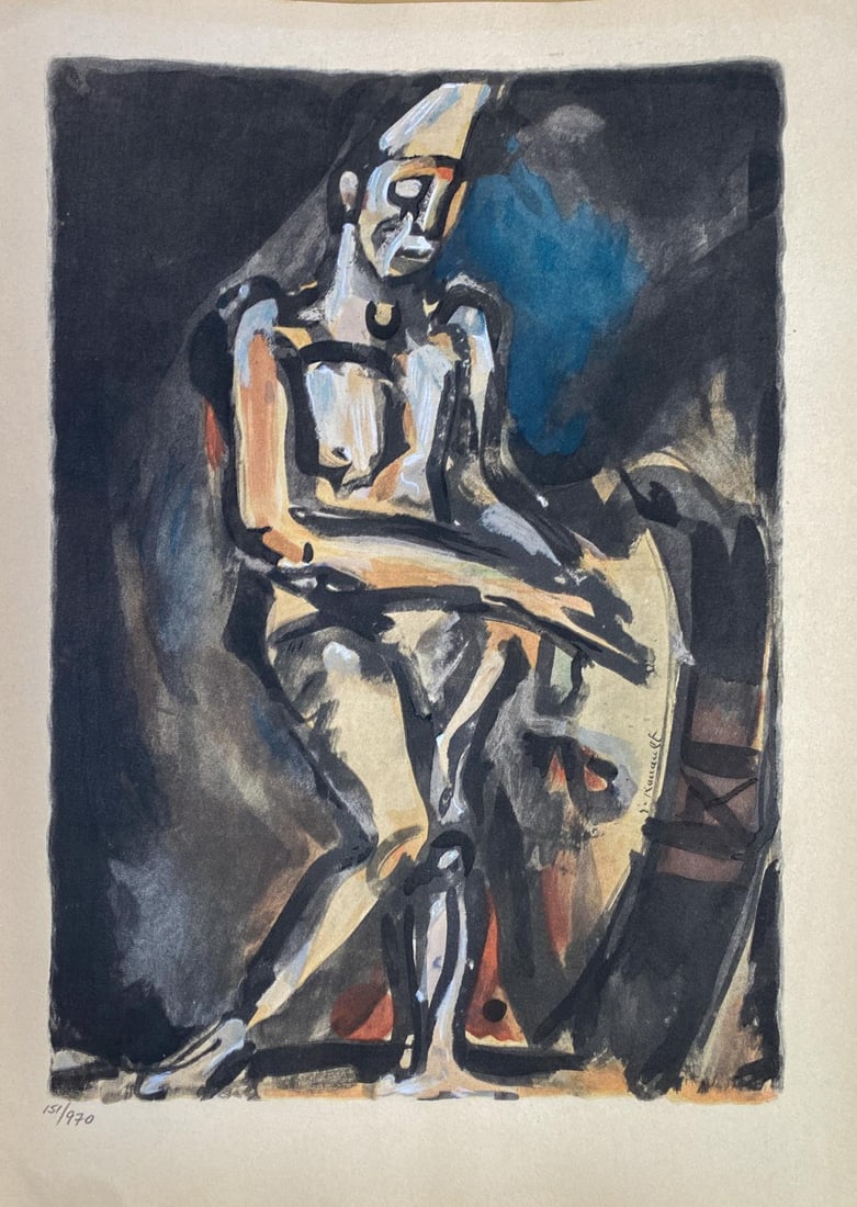 Georges Rouault (After) - Clown Musicien: Artist: Georges Rouault (After) Title: Clown Musicien Year: 1959 Dimensions: 13in. by 18in. Edition: 151 from the limited edition of 970 Suite: Douze Contemporains Medium: Original Heliogravures in