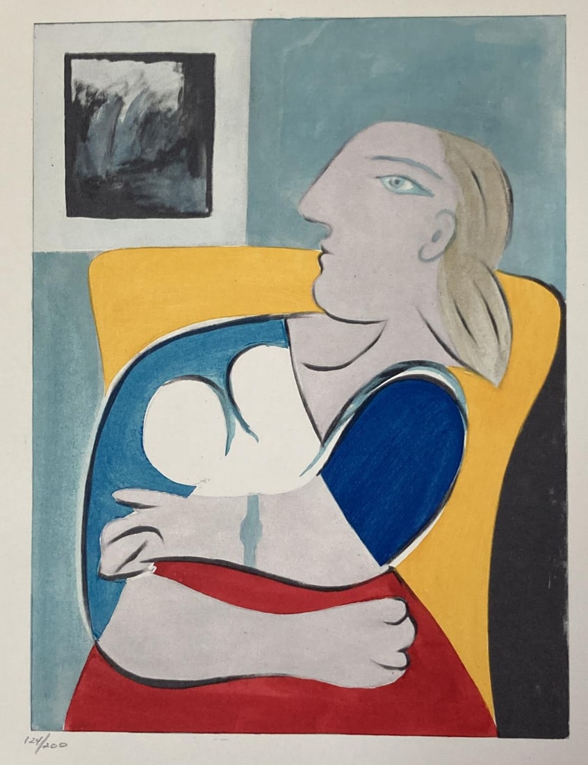 Pablo Picasso (After) - Donna Nella Poltrona Gialla: Artist: Pablo Picasso (After) Title: Donna Nella Poltrona Gialla Year: 1955 Dimensions: 11.5in. by 15.5in. Edition: From the rare limited edition of 200 Suite: