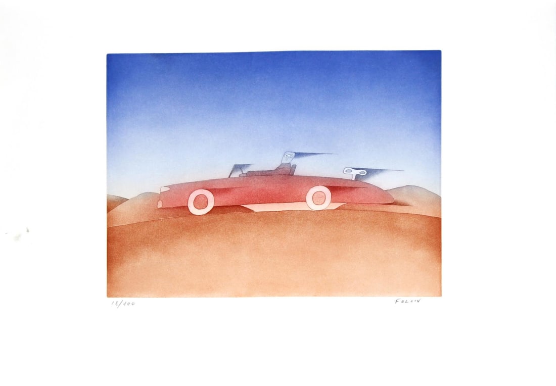 Jean-Michel Folon - Voiture en Mouvement (1 of 2)