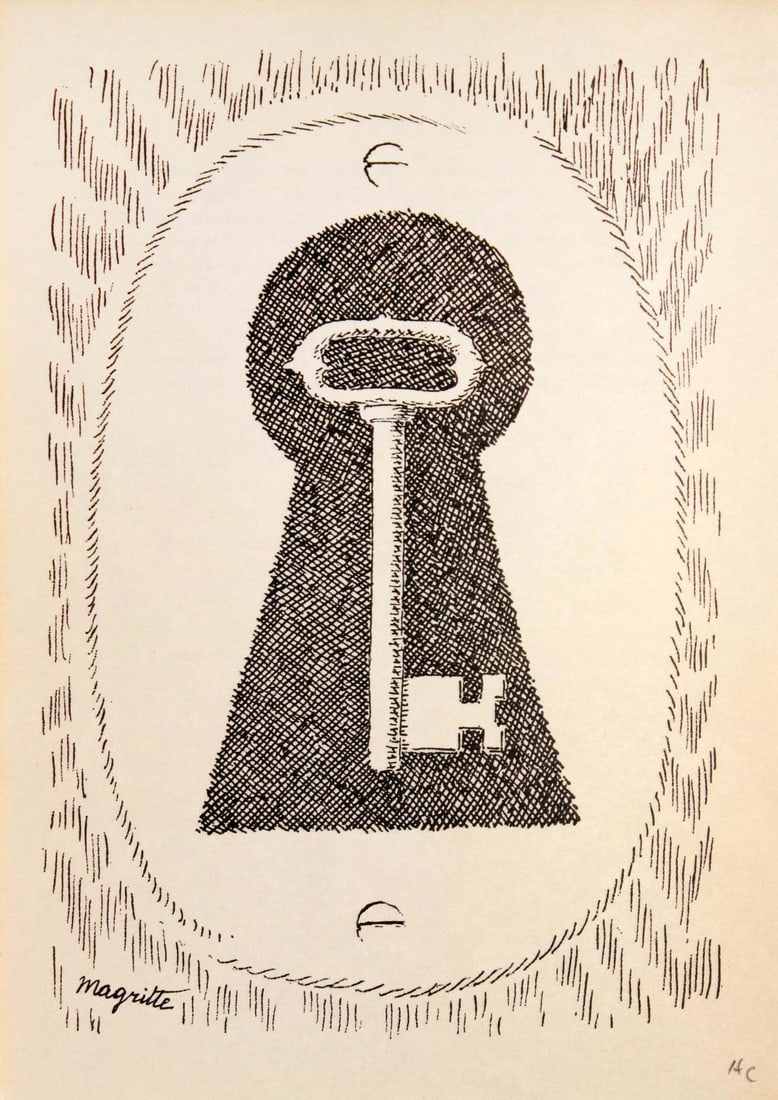 Rene Magritte - Untitled (Key): Artist: Rene Magritte Title: Untitled (Key) Year: 1966 Dimensions: 7in. by 5.25in. Edition: Hors Commerce from the limited edition Publisher: Le Soleil Noir