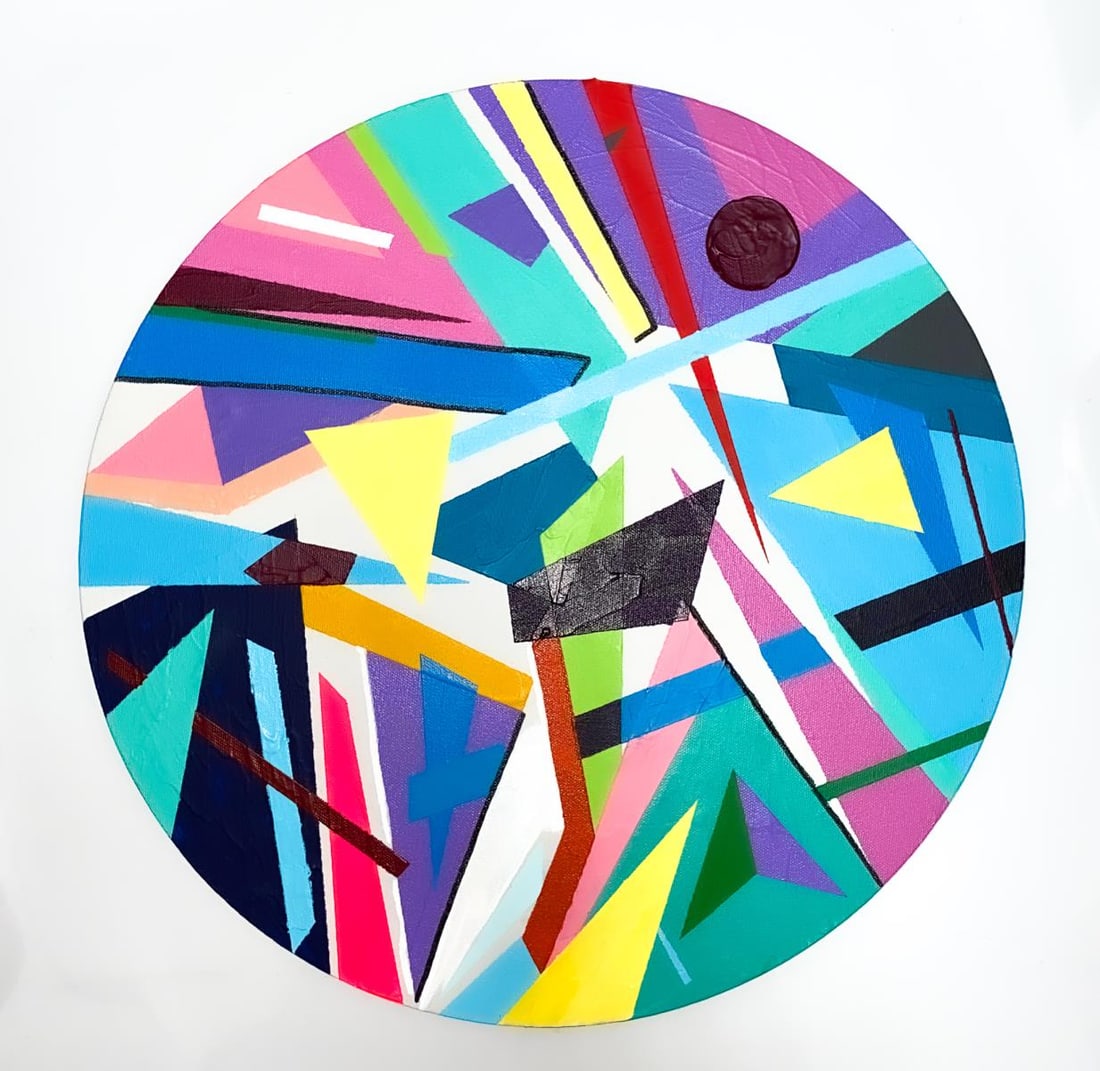 Matthew Steinberg - Composition Tondo: Artist: Matthew Steinberg Title: Composition Tondo Dimensions: 16in. by 16in. Edition: One of a kind Original Painting Suite: Entropy Medium: Acrylic painting o