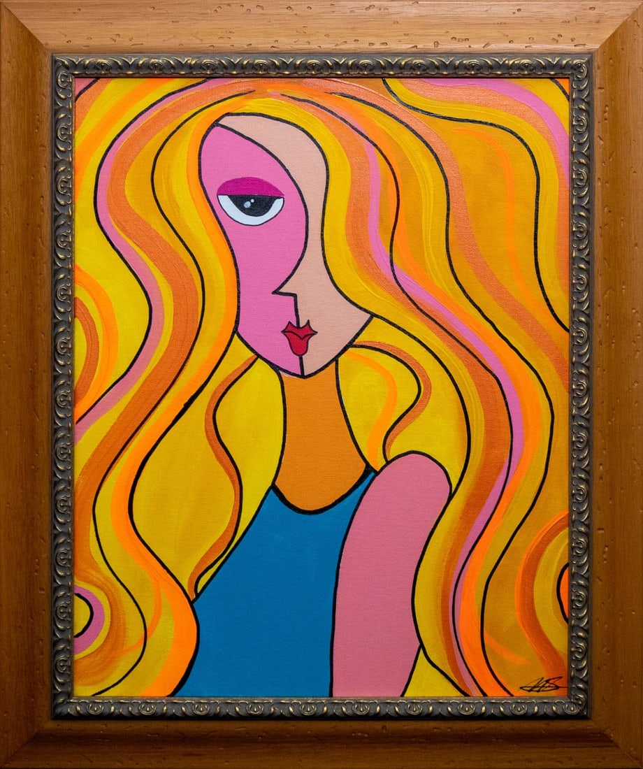 Matthew Steinberg - Megan: Artist: Matthew Steinberg Title: Megan Year: 2020 Dimensions: 16in. by 20in. Edition: One-of-a-Kind Orginal Painting Medium: Original Mixed Media Painting on Canvas Condition: Excellent Signature
