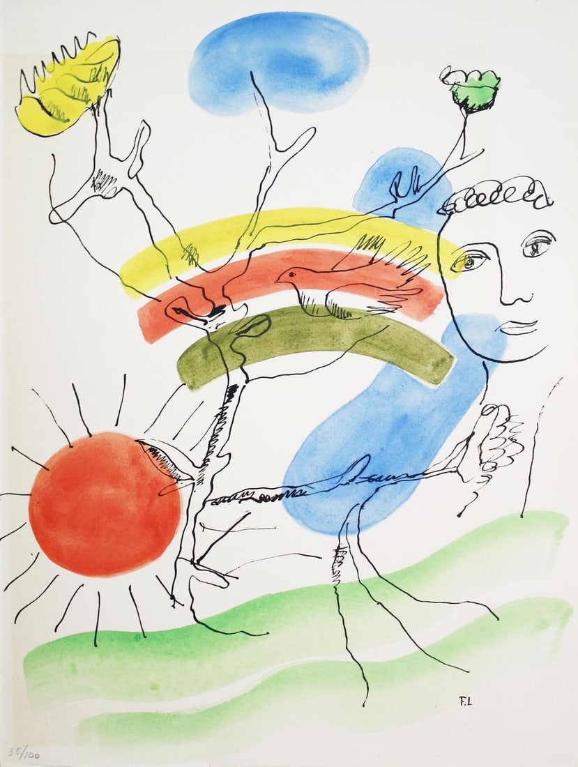 Fernand Leger - Illuminations VI: Artist: Fernand Leger Title: Illuminations VI Year: 1949 Dimensions: 13in. by 9.75in. Edition: From the rare limited edition of 395 Publisher: Grosclaude Editions des Gaules Lausanne Suite: Arthur