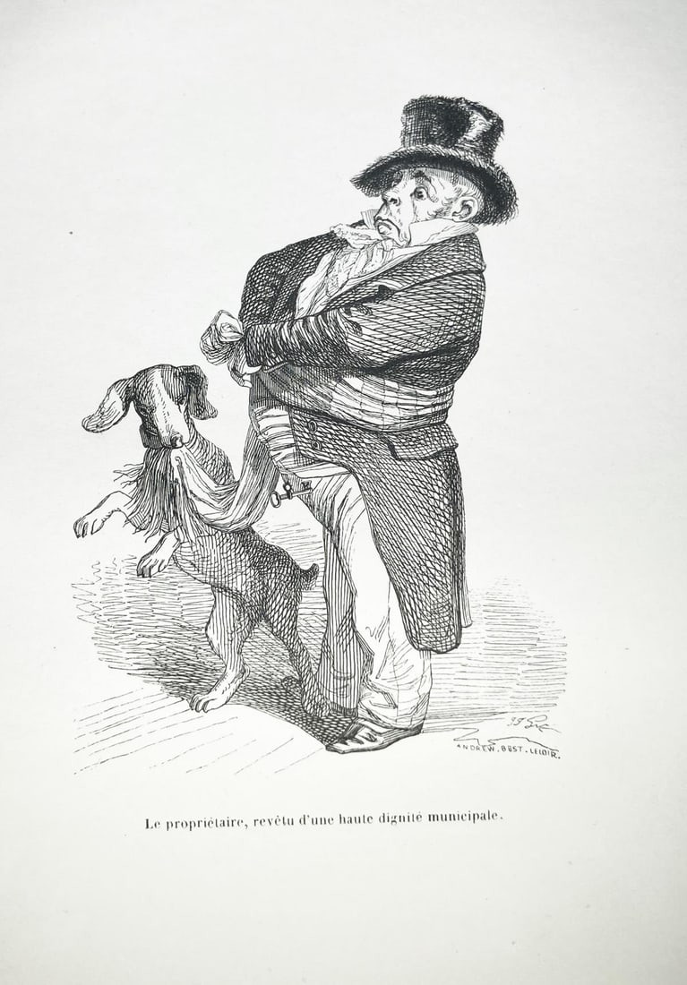 J.J. Grandville - Grandville et Les Animaux 73: Artist: J.J. Grandville Title: Grandville et Les Animaux 73 Year: 1842 Dimensions: 10.5in. by 6.5in. Edition: From the rare limited edition Publisher: Etudes De Moeurs Contemporaines Suite: