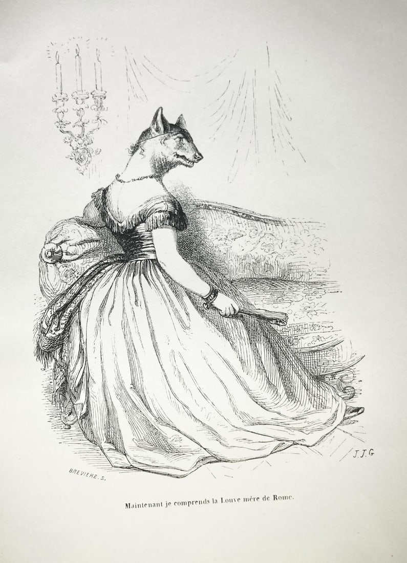 J.J. Grandville - Grandville et Les Animaux 71: Artist: J.J. Grandville Title: Grandville et Les Animaux 71 Year: 1842 Dimensions: 10.5in. by 6.5in. Edition: From the rare limited edition Publisher: Etudes De Moeurs Contemporaines Suite: