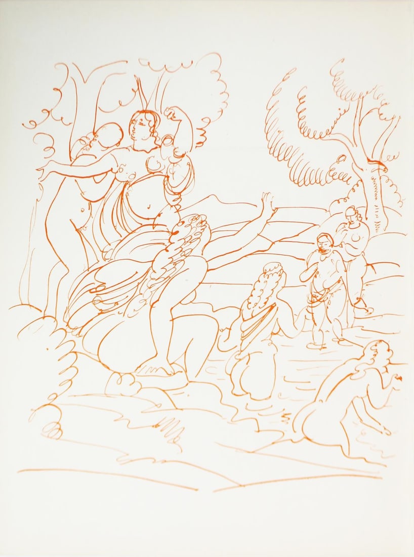 Andre Derain - Figures in Water: Artist: Andre Derain Title: Figures in Water Year: 1940 Dimensions: 13 3/4in. by 10in. Edition: From the Rare Limited Edition Publisher: Verve Suite: Verve Vol. VIII Medium: Lithograph on Paper