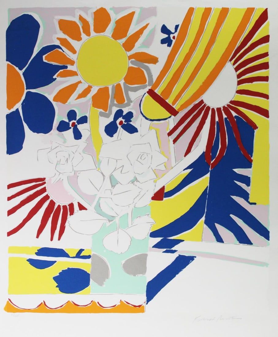 Knox Martin - Flowers 6: Artist: Knox Martin Title: Flowers 6 Year: 1975 Dimensions: 29in. by 41in. Edition: From the Rare Limited Edition Medium: Original Serigraph in Colors Condition: Excellent Signature Details: Hand