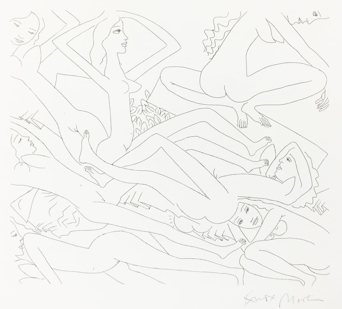 Knox Martin - Dancing Nude II: Artist: Knox Martin Title: Dancing Nude II Year: 1970 Dimensions: 22in. by 30in. Edition: From the Rare Limited Artist Proof Edition Medium: Original Etching on Paper Condition: Excellent Signature