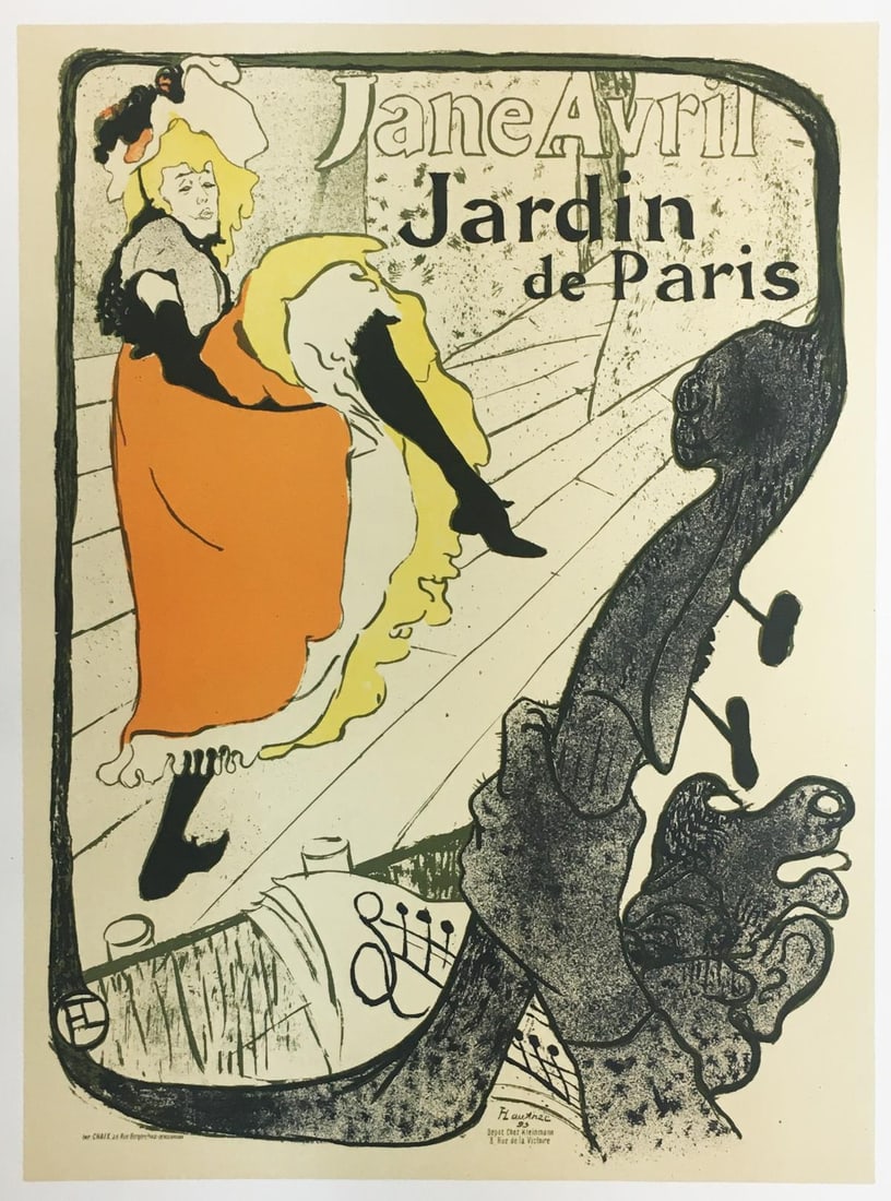 Henri Tolouse-Lautrec (After) - Jane Avril: Artist: Henri Tolouse-Lautrec (After) Title: Jane Avril Year: 1946 Dimensions: 7.5in. by 9in. Edition: From the rare limited edition Publisher: Les Editions Holbein Suite: Affiches de