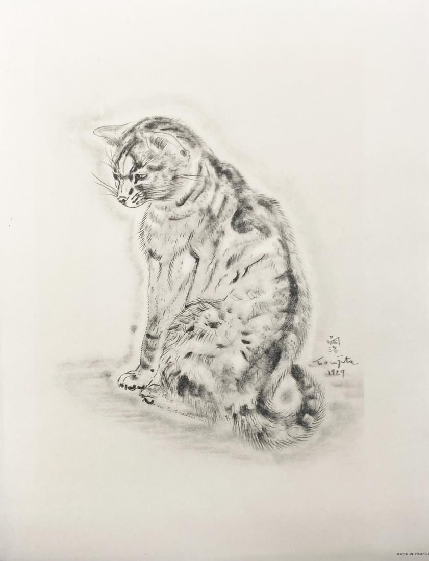 Tsuguharu Foujita - Cats III: Artist: Tsuguharu Foujita Title: Cats III Year: 1929 Dimensions: 9 3/4in. by 12 7/8in. Edition: From the rare limited edition Publisher: New York: Covidi Friede Suite: Cats Medium: Original
