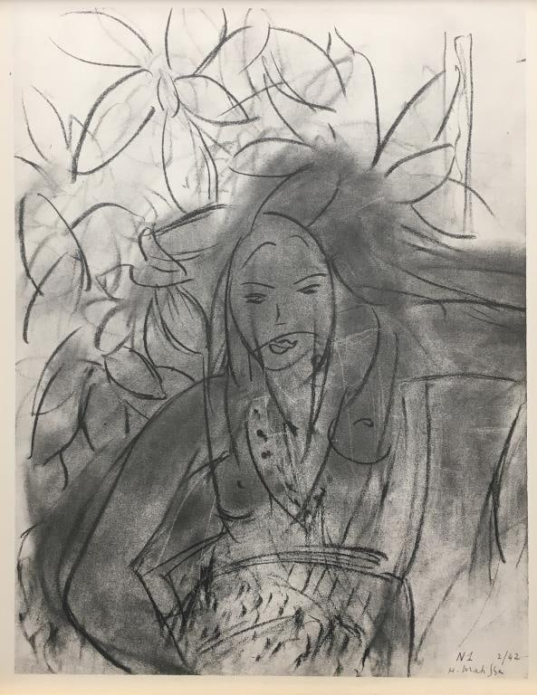 Henri Matisse - Seated Woman from Verve Suite: Artist: Henri Matisse Title: Seated Woman from Verve Suite Year: 1952 Dimensions: 14in. by 10 1/4in. Edition: From the rare limited edition Publisher: Teriade Paris Dec 1952 Suite: Verve Medium:
