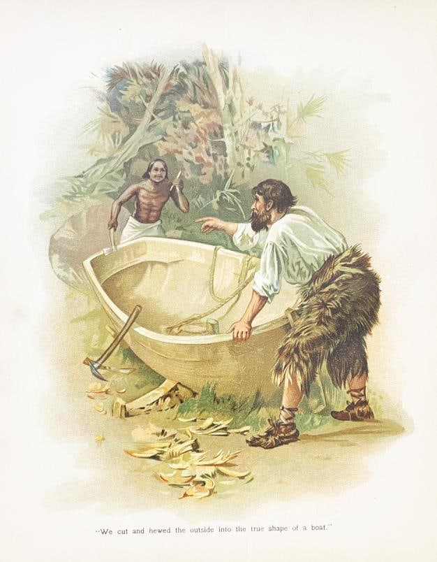 Antique Print Joseph Finnemore - Robinsone Crusoe Chromolithograph II: Artist: Antique Print Joseph Finnemore Title: Robinsone Crusoe Chromolithograph II Year: 1895 Dimensions: 9 1/2in. by 7 3/4in. Edition: From the rare limited edition Publisher: Dutton New York and
