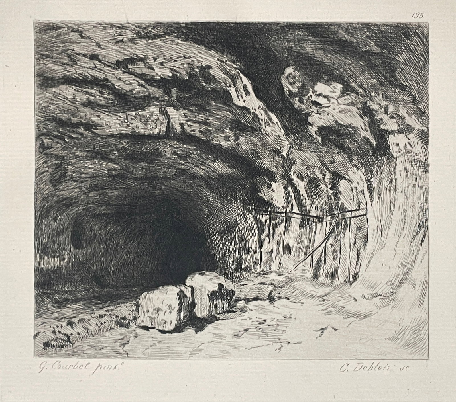 Gustave Courbet - Grotte De La Source De La Loue: Artist: Gustave Courbet Title: Grotte De La Source De La Loue Year: 1873 Dimensions: 11 3/4in. by 8in. Edition: From the rare limited edition Medium: Original engraving on paper Condition: Excellent