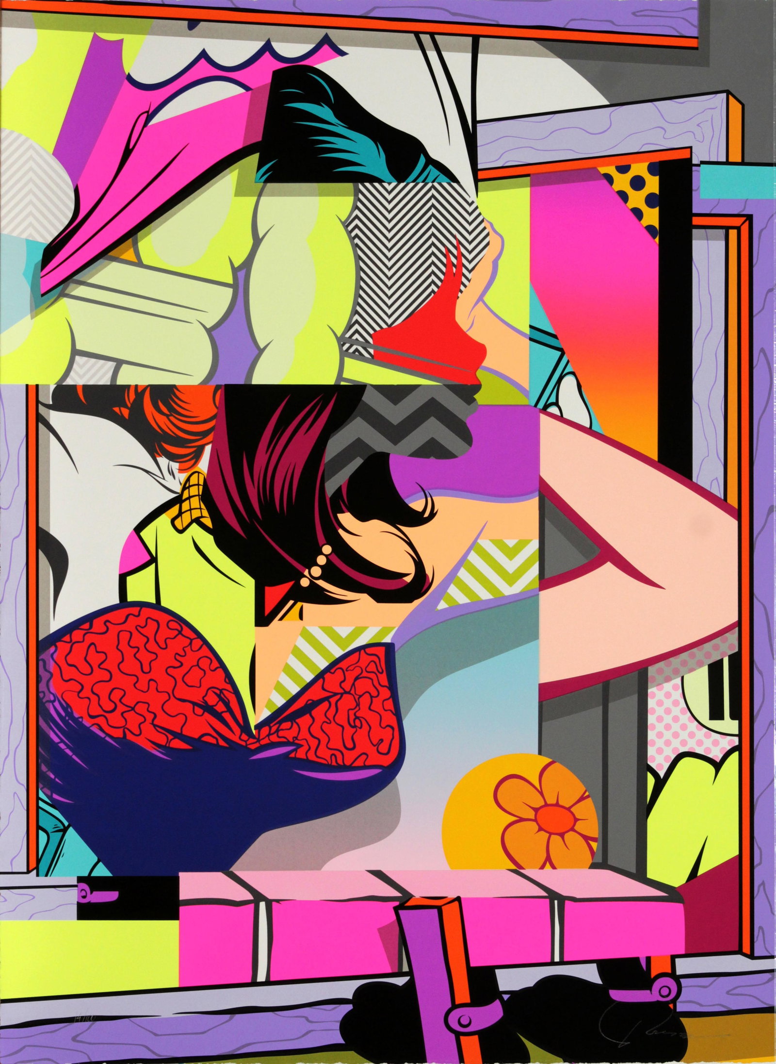 Pose - Sill: Artist: Pose Title: Sill Year: 2019 Dimensions: 32.5in. by 38.5in. Edition: From the rare limited edition Medium: Original color screenprint Condition: Excellent Signature Details: Hand signed and
