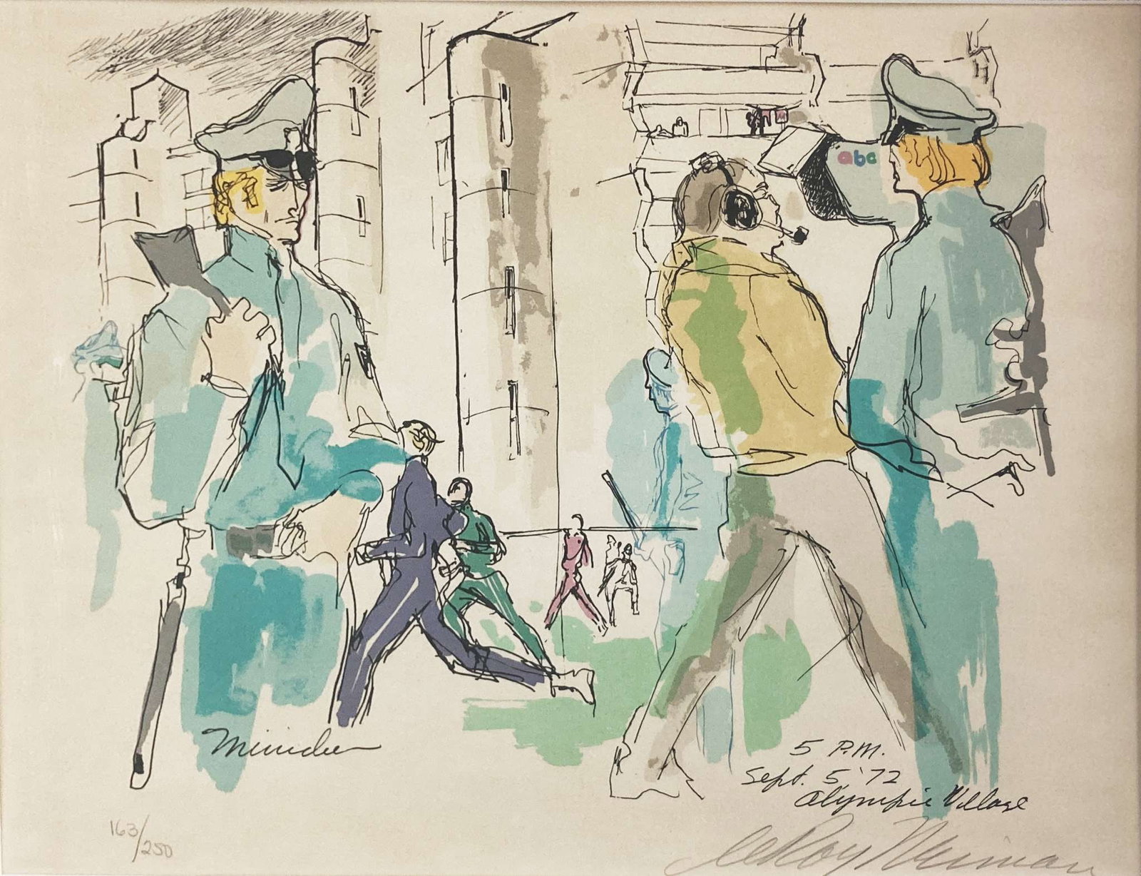 Leroy Neiman - September 5th 11 AM: Artist: Leroy Neiman Title: September 5th 11 AM Year: 1972 Dimensions: 20 x 15 1/2 in. Edition: From the Rare Limited Edition of 250 Suite: Munich Medium: Serigraph in Colors Condition: Excellent