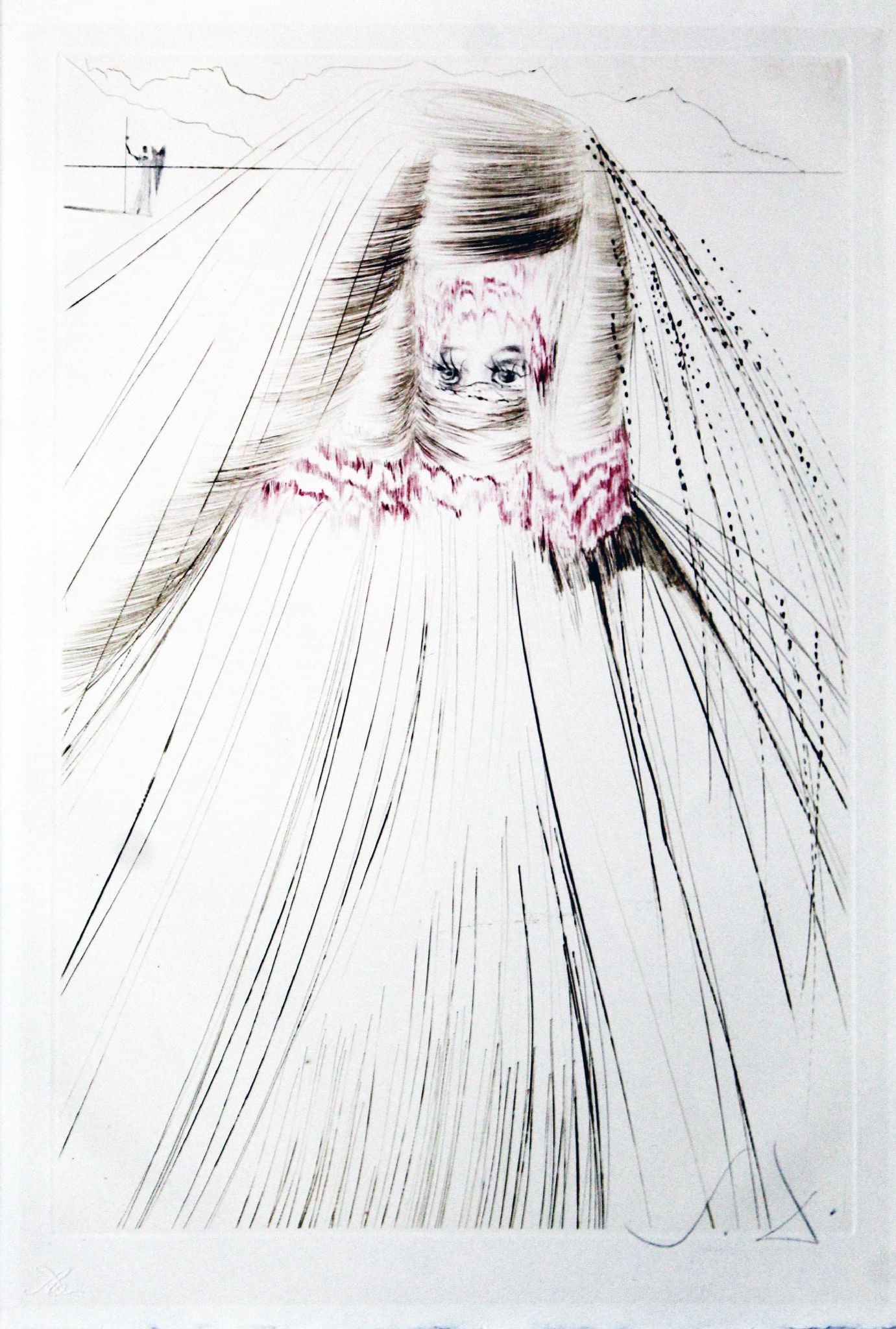 Salvador Dali - The Queen with Silk Tunic: Artist: Salvador Dali Title: The Queen with Silk Tunic Year: 1969 Dimensions: 12 3/4 x 17 5/8 in. Edition: From the limited edition of 125 Suite: Tristan and Isolde Medium: Original color drypoint